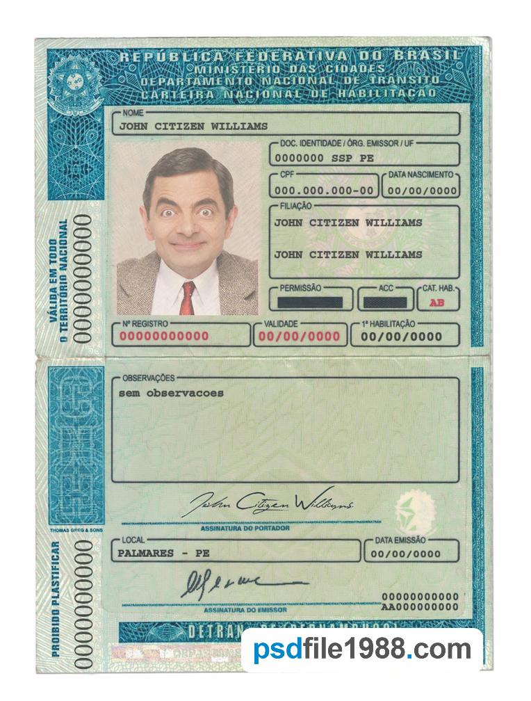 Brazil Detran-PE, Pernambuco Driving License